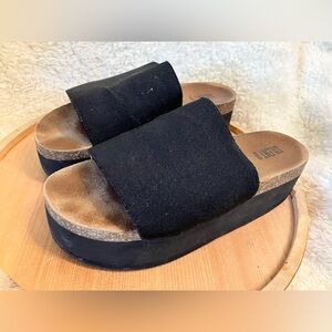 Silent D retro 90s platform cork black sandal US 8/8.5 UK 39